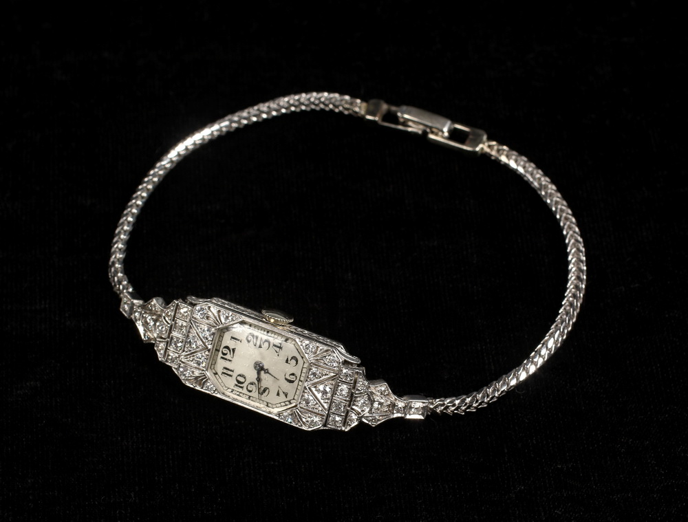 Appraisal: WRISTWATCH - Lady's Edwardian Period platinum and diamond dress watch