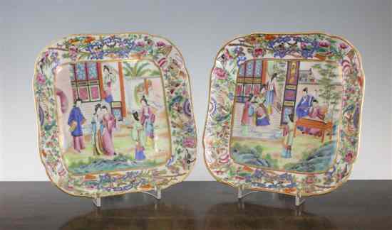 Appraisal: A pair of Chinese famille rose square dishes Daoguang period