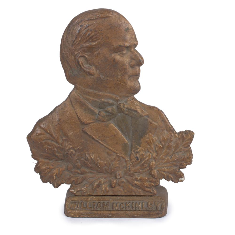 Appraisal: Cast iron memorial relief portrait plaque of President William McKinley