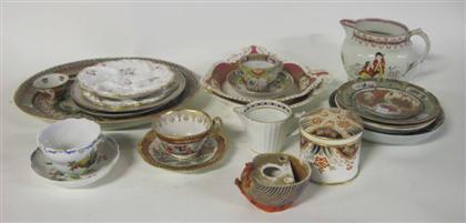 Appraisal: Assorted Continental and English porcelain tablewaresComprising a shell-form inkwell pair