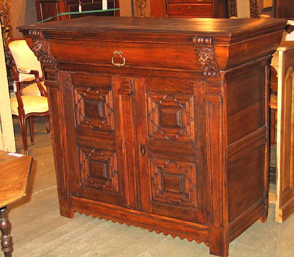 Appraisal: A Flemish Baroque oak and walnut buffet th century height