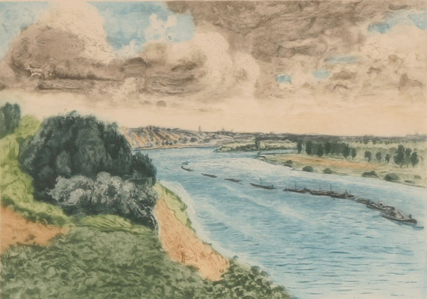 Appraisal: Pierre-Auguste Renoir French - Chalands sur la Seine aquatint and