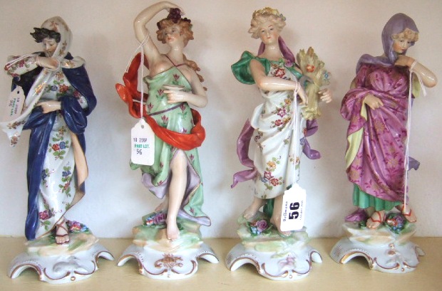 Appraisal: A set of four continental porcelain figures early th century