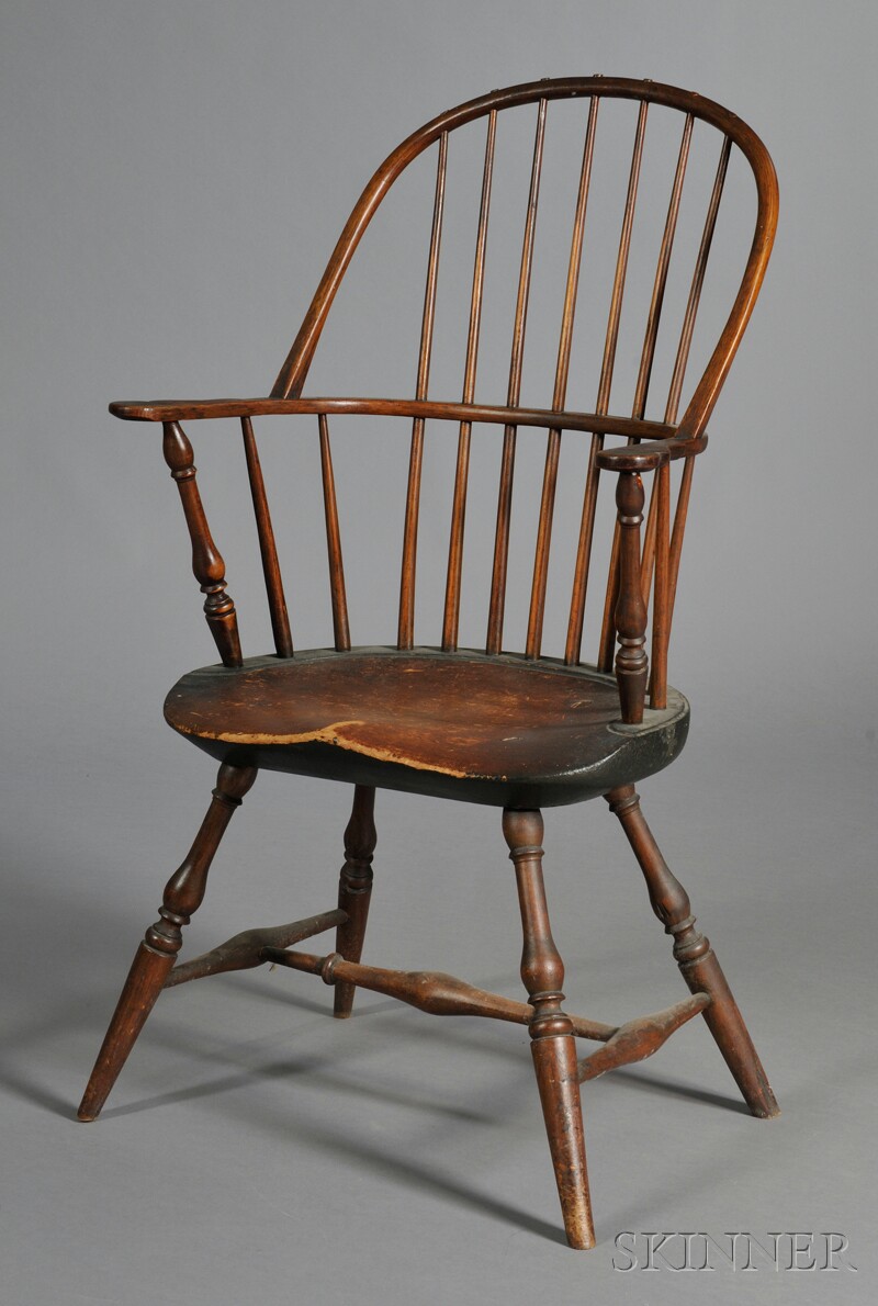 Appraisal: Windsor Maple Ash and Pine Sack-back Chair possibly Connecticut River