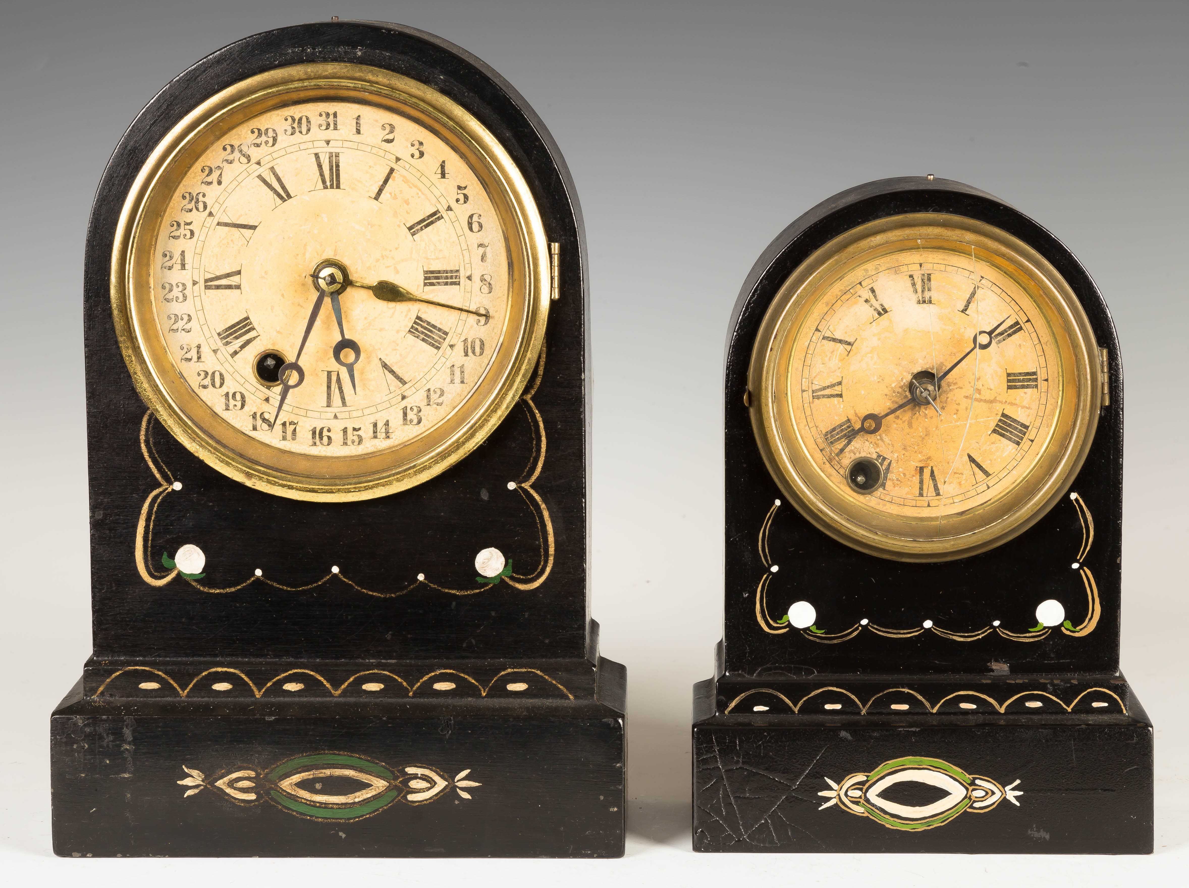 Appraisal: Two Terry Clock Co Iron Front Shelf Clocks L Case