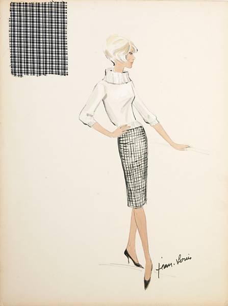 Appraisal: A Doris Day costume design sketch signed by Jean-Louis from