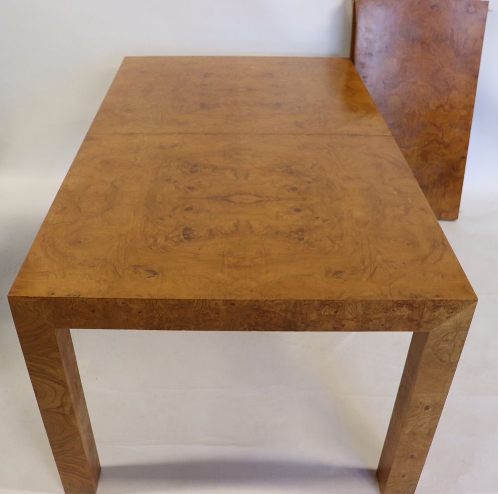 Appraisal: Milo Baughman Burl Walnut Table and Leaves Nice original patina