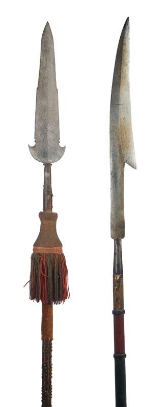 Appraisal: TWO POLEARMS European th century or earlier iron Glaive type