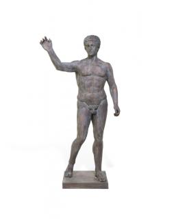 Appraisal: A PATINATED METAL STATUE OF A NUDE MALE IN THE