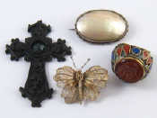 Appraisal: A mixed lot comprising a Victorian cross a silver and