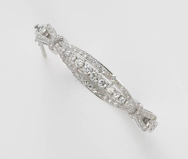 Appraisal: A diamond bangle bracelet estimated total diamond weight carats mounted