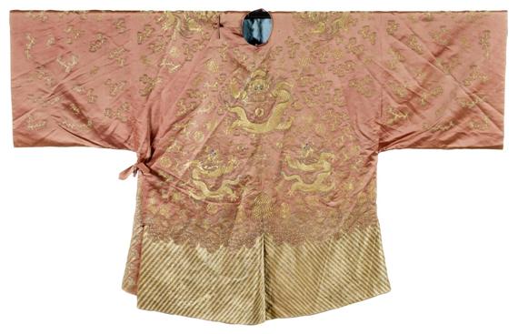 Appraisal: A THEATER COSTUME WITH THREE DRAGONS China late Qing-Dynasty L