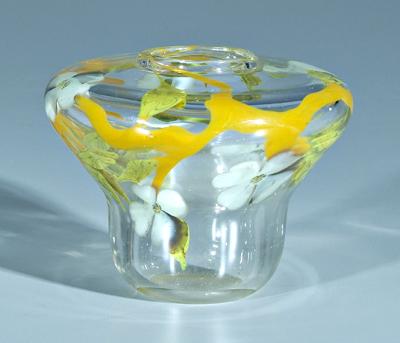 Appraisal: Art glass vase dogwoods suspended in clear glass base marked