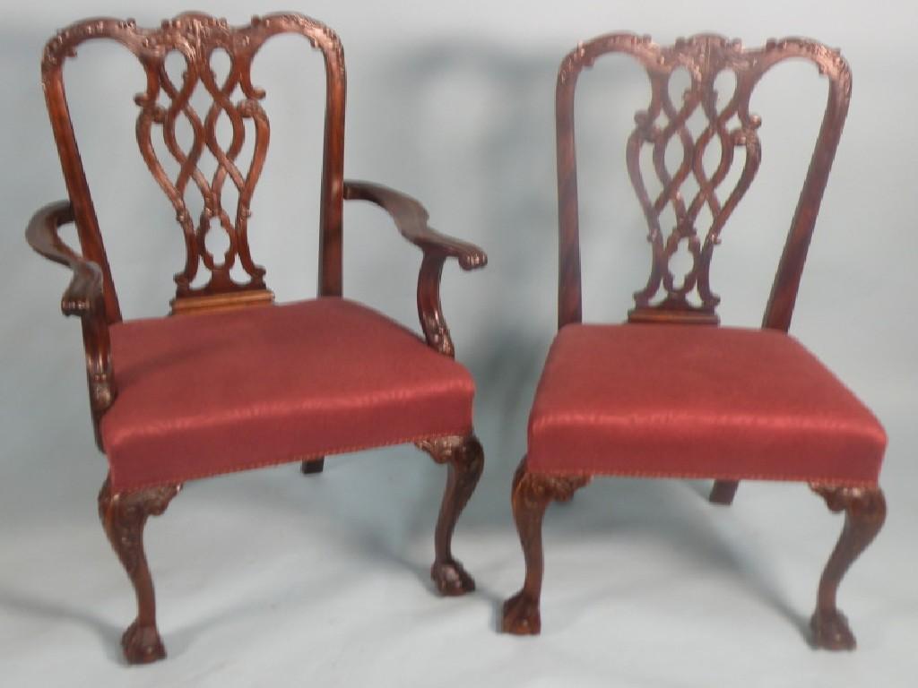 Appraisal: A set of eight mahogany dining chairs in George III