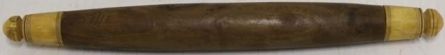 Appraisal: MID- TH C SCRIMSHAW SAILOR MADE ROLLING PIN TURNED WHALE