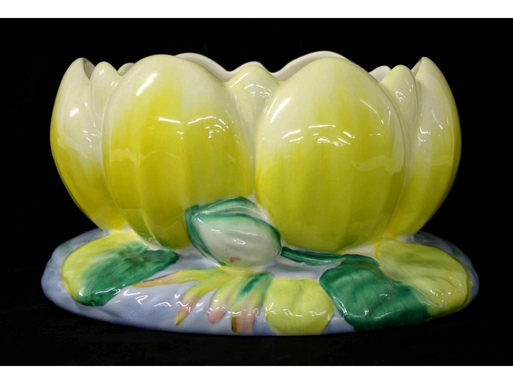 Appraisal: Clarice Cliff lily pad oval jardiniere decorated in pastel shades