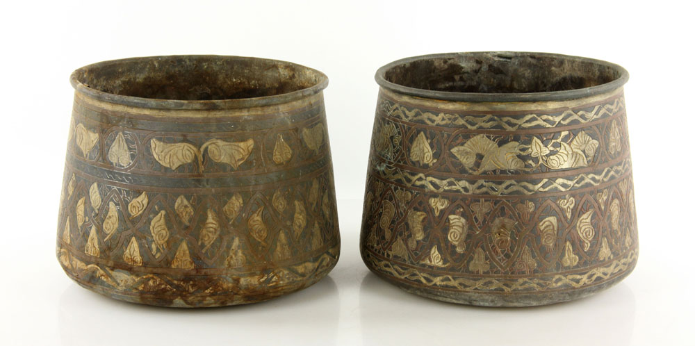 Appraisal: - Pr th C Persian Bronze Pots Pair of th