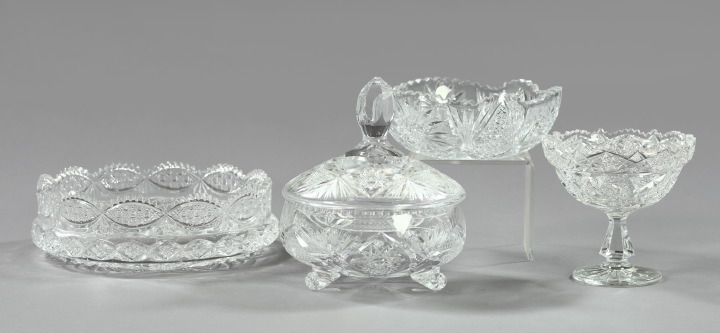 Appraisal: Four-Piece Group of American Brilliant-Cut Glassware consisting of a large