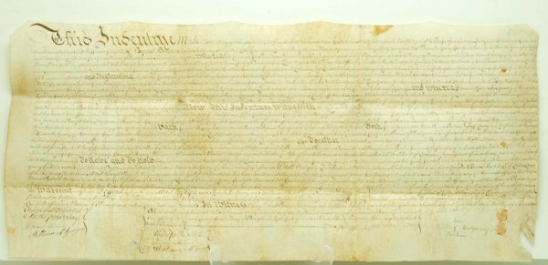 Appraisal: Ink scrivened on vellum large deed conveying a tract of