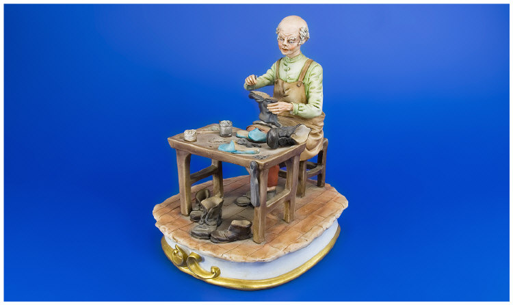 Appraisal: Capodimonte Figure Group Realistically Modelled Showing A Cobbler At His