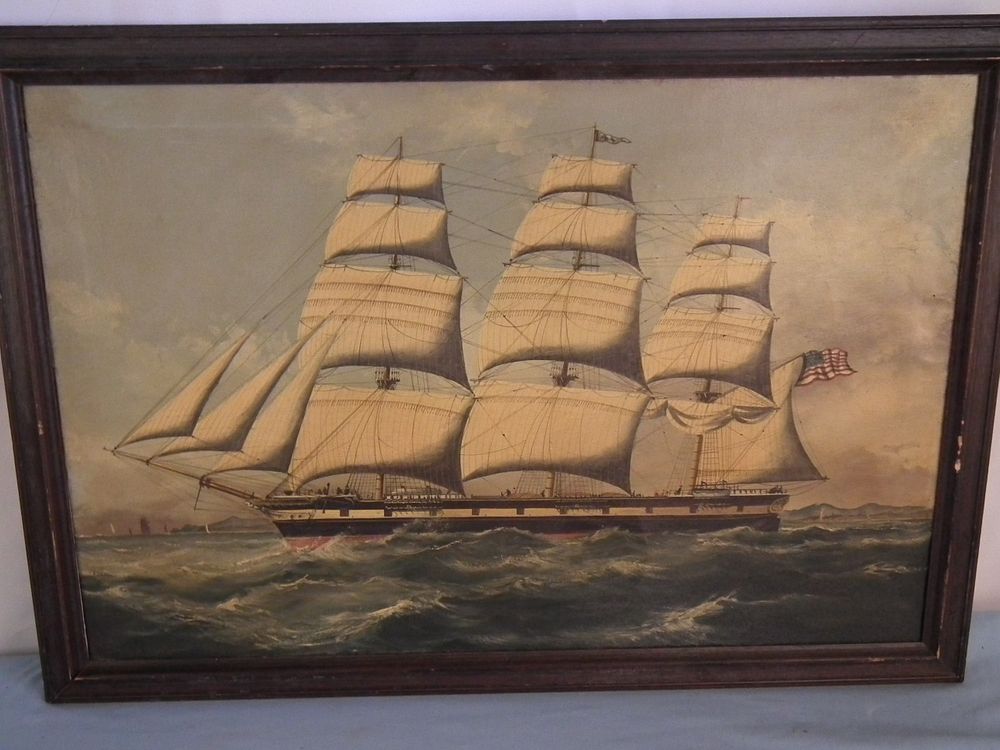 Appraisal: ANTIQUE CLIPPER SHIP PORTRAIT th century oil on canvas portrait