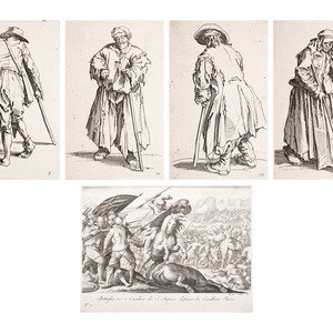 Appraisal: A Group of Five Engravings After Jacques Callot French -