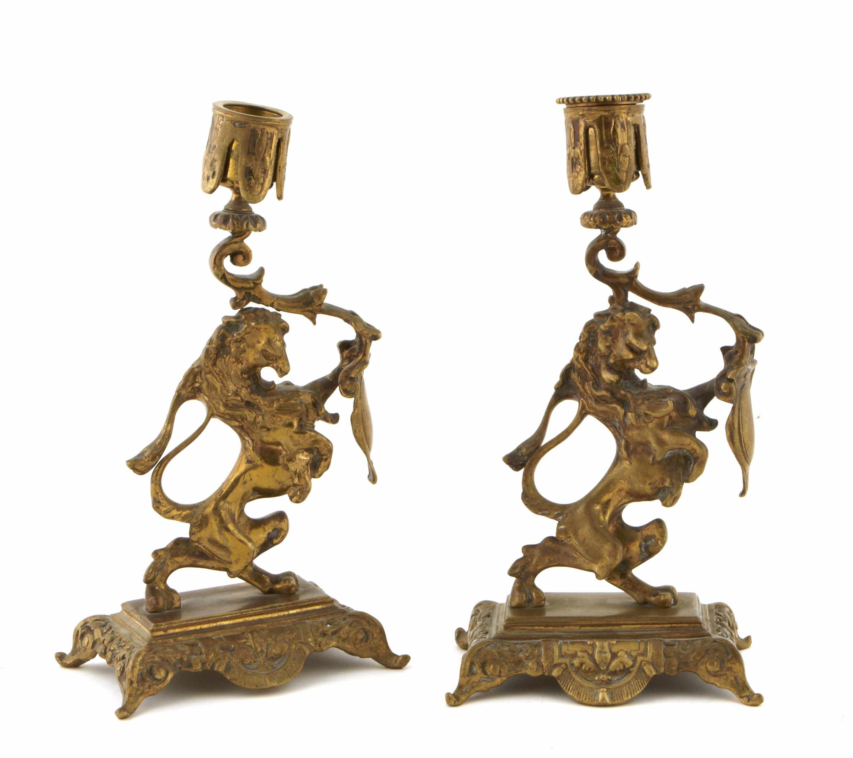 Appraisal: A pair of Tiffany and Co gilt bronze figural candlesticks