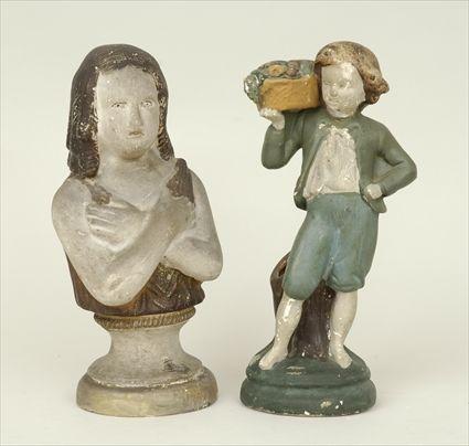 Appraisal: Chalkware Figure of a Boy with Basket and a Chalkware