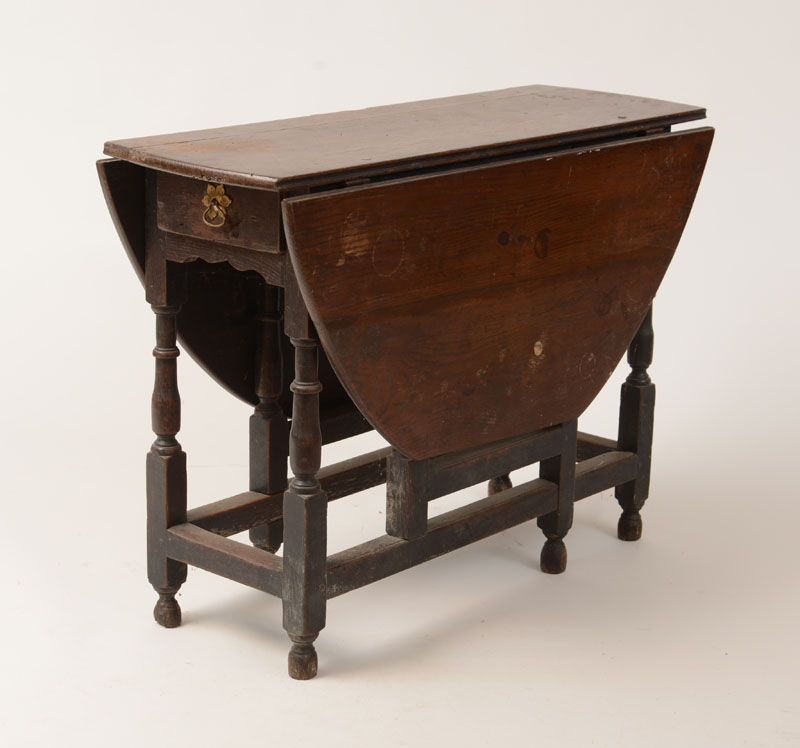 Appraisal: William and Mary Stained Oak Gate-Leg Table x in open