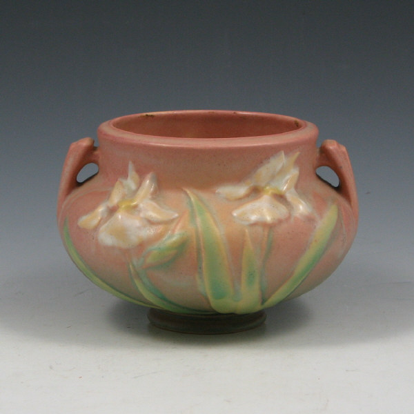 Appraisal: Roseville Iris jardiniere in pink and green Marked Roseville -