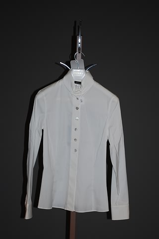 Appraisal: Akris white cotton button-down front long sleeve blouse with stand-up