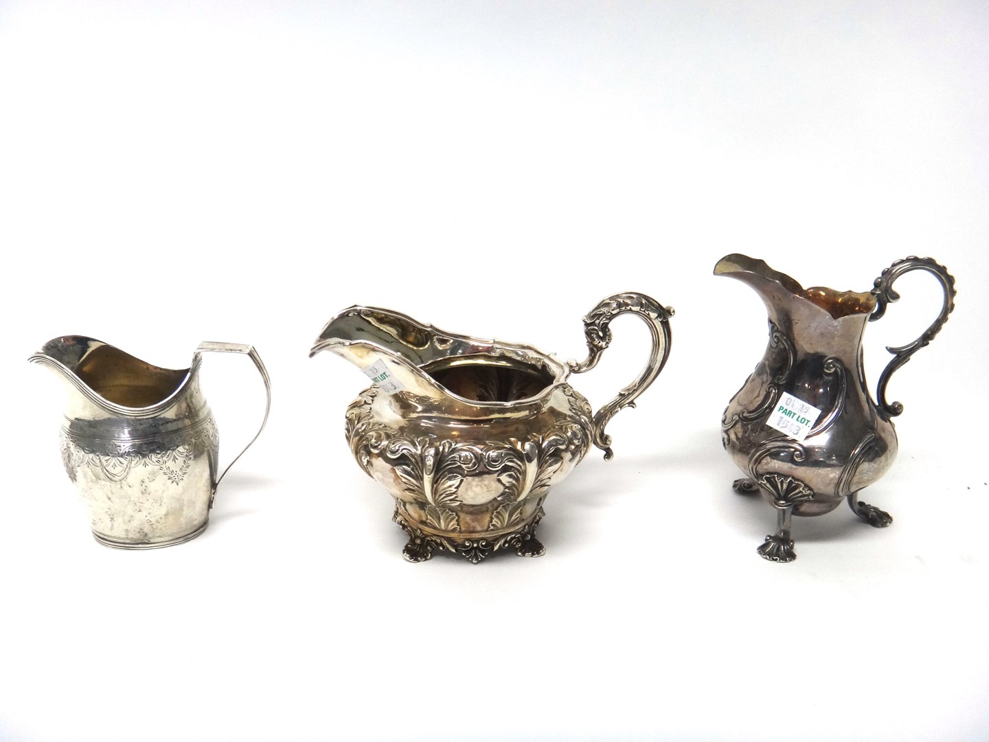 Appraisal: Silver comprising a milk jug of compressed baluster form with