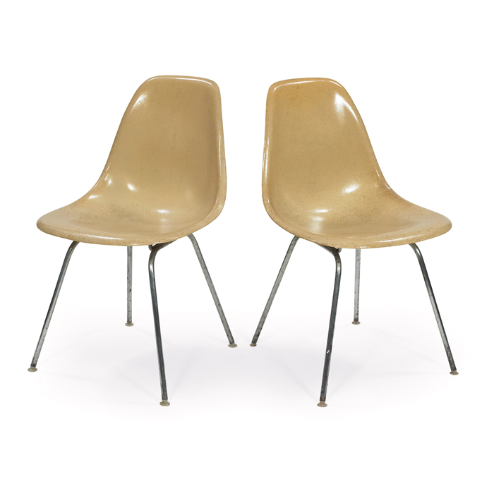 Appraisal: Charles Ray Eames shell chairs pair by Herman Miller Parchment