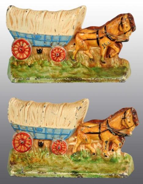 Appraisal: Covered Wagon with Team of Horses Bookends Description Cast iron