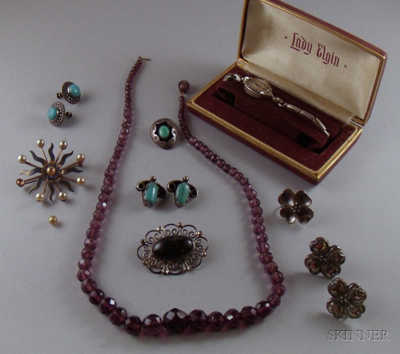 Appraisal: Small Group of Estate and Sterling Silver Jewelry including faceted