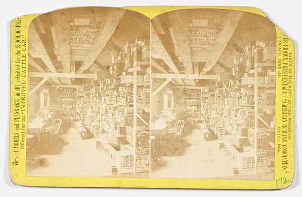 Appraisal: Railroad-Models Improved Cattle Car Model Stereoview Most unusual advertising view