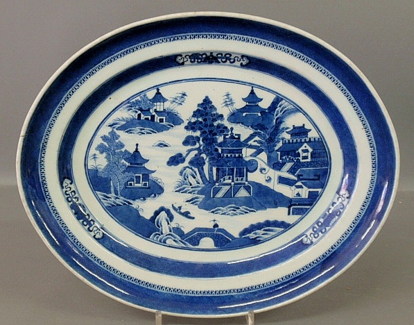 Appraisal: - Chinese blue and white Nanking oval porcelain platter x