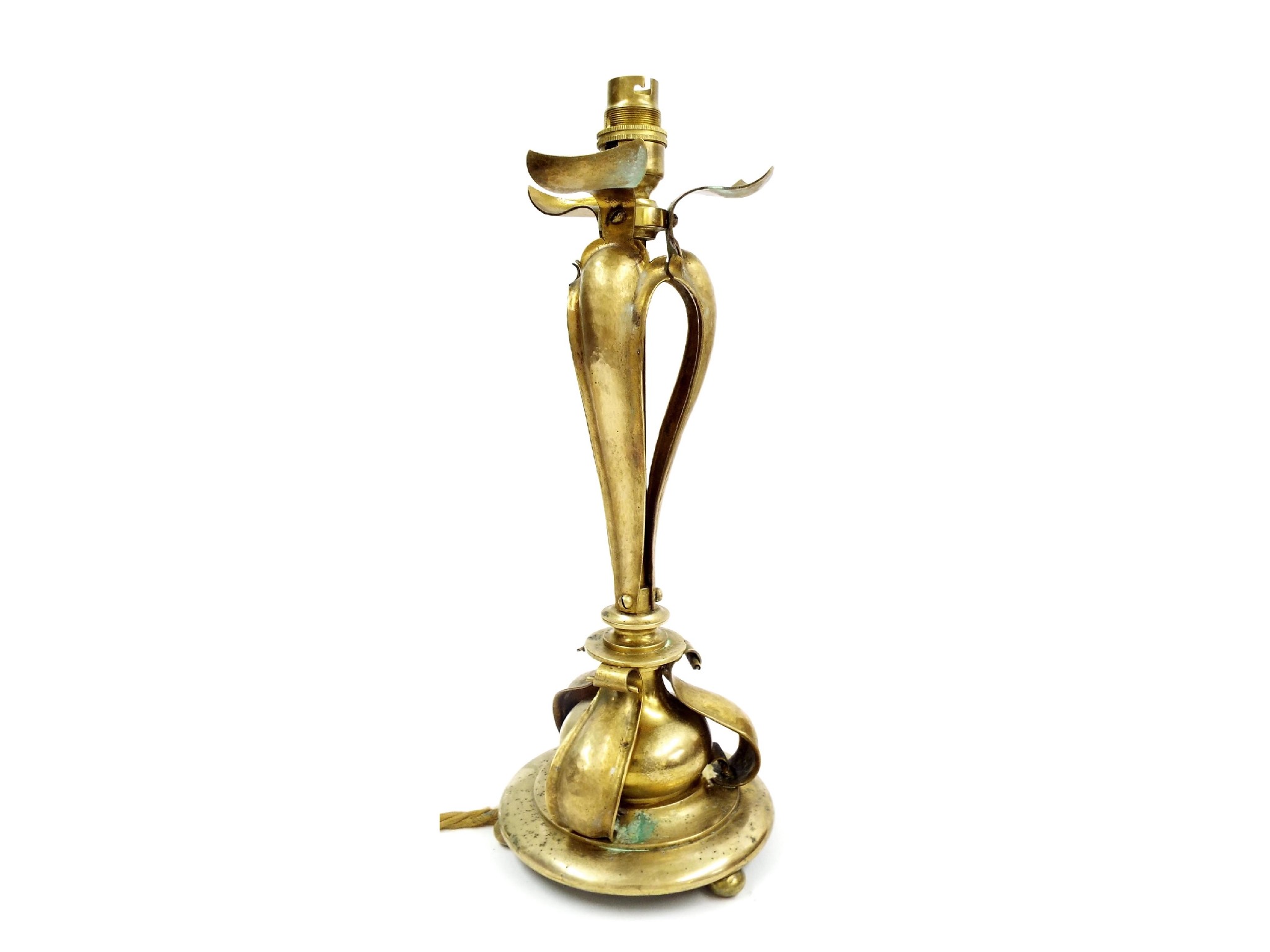 Appraisal: Good period Art Nouveau gilt metal table lamp in the