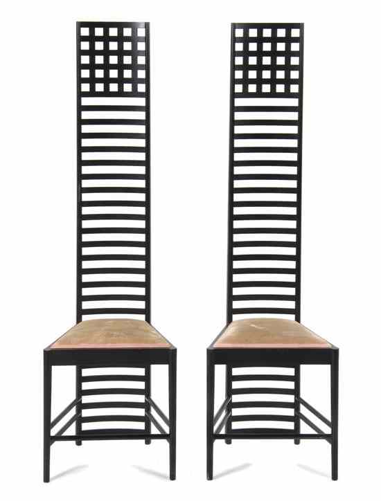 Appraisal: A Pair of Charles Rennie Mackintosh Side Chairs each having