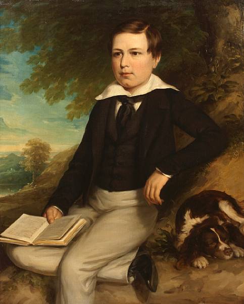 Appraisal: English School A portrait of a boy three-quarter-length holding a