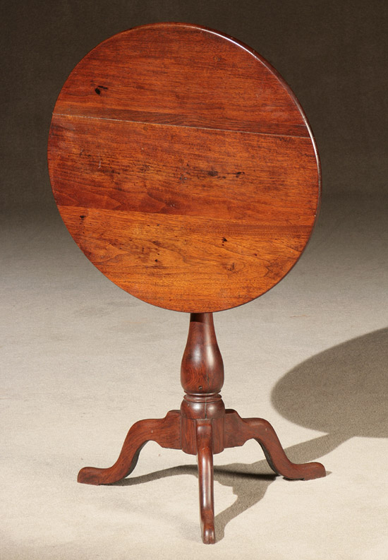 Appraisal: Chippendale Walnut Tilt-Top Birdcage Tripod Tea Table Probably Southern Virginia