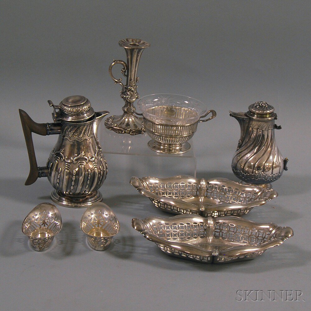 Appraisal: Eight Pieces of Mostly European Silver Tableware a pair of