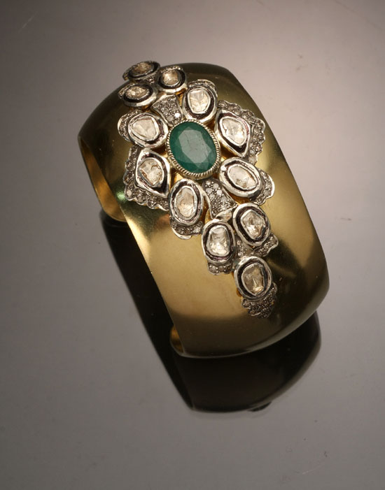 Appraisal: Lot Property of Various Owners Silver Gilt Emerald and Diamond