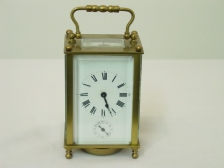 Appraisal: Carriage clock with alarm RN dial with key to top