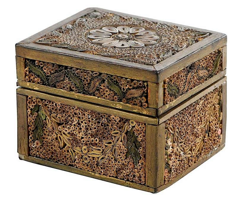 Appraisal: George III Gilt Heightened Paper Scroll Box British late th