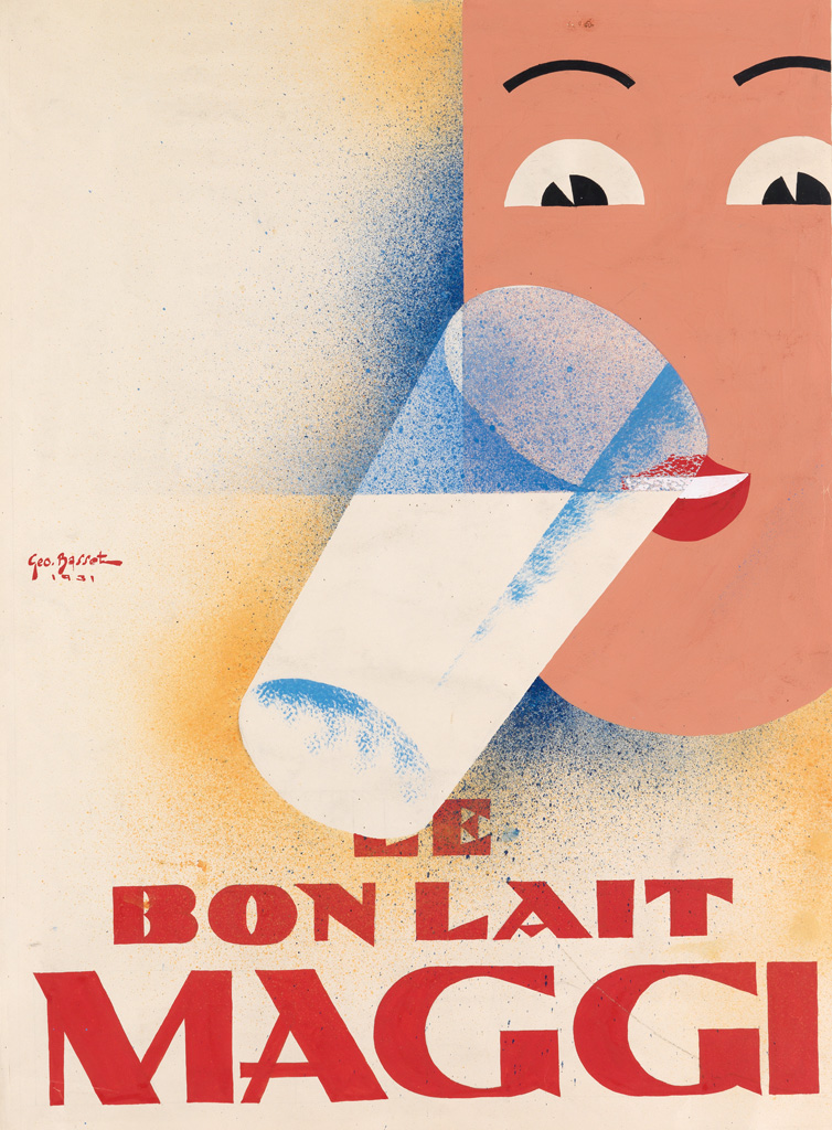 Appraisal: GEORGE BASSET Le Bon Lait Maggi Poster maquette for the