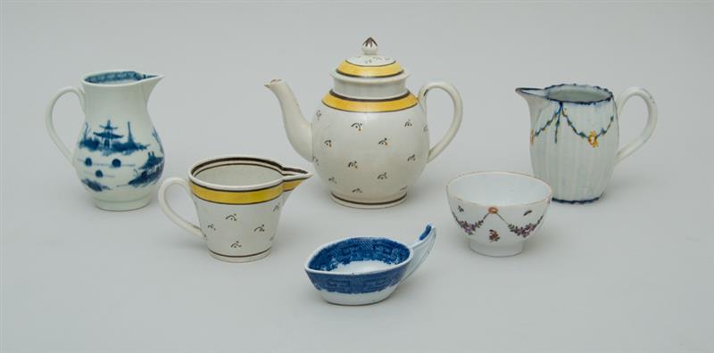 Appraisal: GROUP OF SIX ENGLISH PEARLWARE SMALL TABLE ARTICLES Comprising a