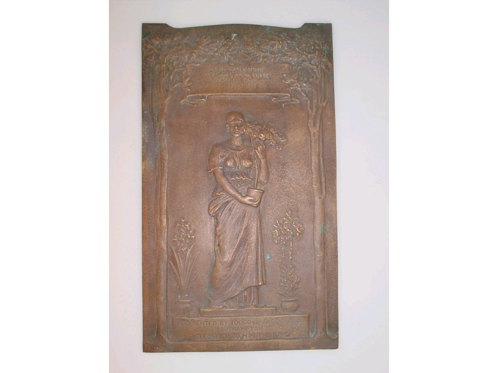 Appraisal: A George V bronze prize plaque - Open Championship Horticultural