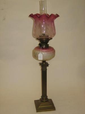 Appraisal: A VICTORIAN BRASS TABLE LAMP with fluted Corinthian column on