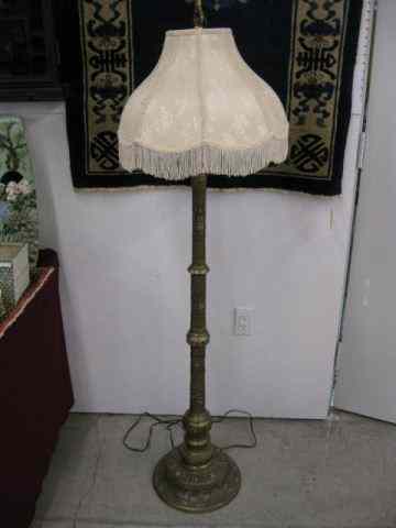 Appraisal: Japanese Champleve Floor Lamp Art Deco style bird floral ''